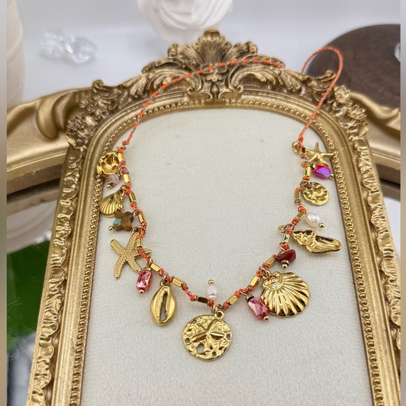 Gold Charm Necklace – Natural Pearls, Crystals, and Shells - Picture 10 of 11